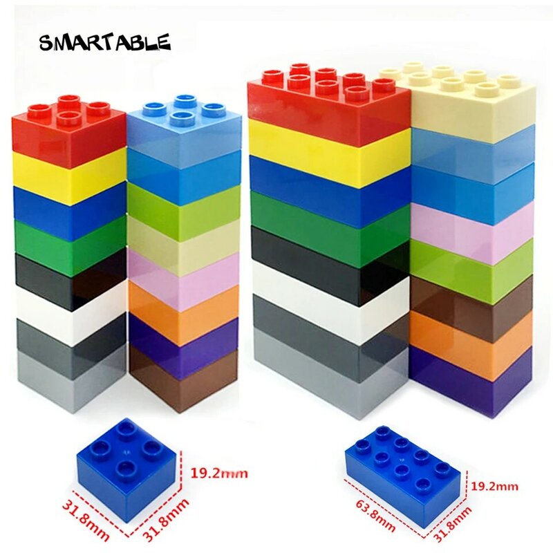 Smartable كبير الطوب 2x2 2x4 أجزاء DIY بها بنفسك بنة متوافق العلامة التجارية الرئيسية مجموعات الالعاب هدية الكريسماس مختلط الألوان 20 قطعة/المجموعة