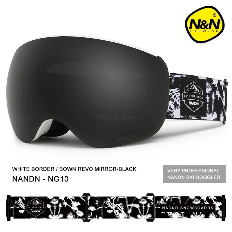 NANDN-نظارات التزلج على الجليد للرجال والنساء ، عدسات مزدوجة الطبقات ، حماية من الأشعة فوق البنفسجية للضباب ، عدسات مغناطيسية ، على الجليد