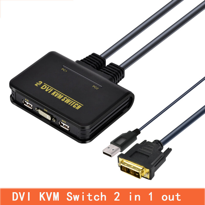 محول محول 2 منفذ كفم DVI تبديل USB 2.0 DVI KVM محول محول صوت وفيديو كابل Fr مراقب الكمبيوتر تاستدور ماوس