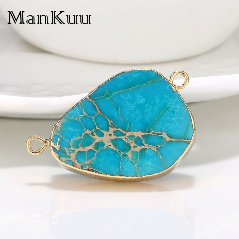 Mankuu-موصلات من الحجر الطبيعي غير المنتظم ، سحر ، طلاء ذهبي ، يشب رواسب البحر ، لصنع المجوهرات ، بالجملة