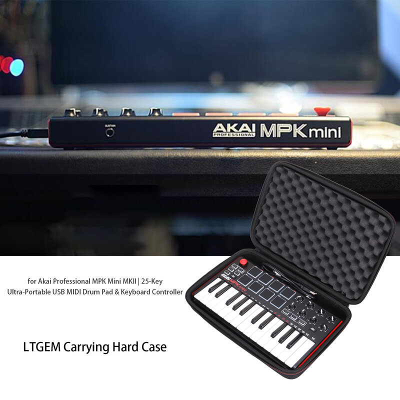حافظة حمل صلبة LTGEM لجهاز التحكم في لوحة المفاتيح Akai MPK Mini MK2/3 و MPK Mini Play MIDI حقيبة تخزين