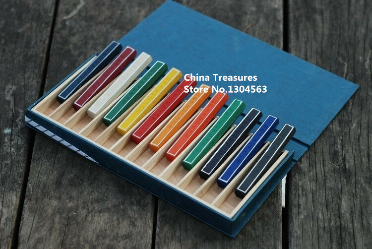 12 قطعة/المجموعة/مجموعة جودة عالية من أقلام الحبر الصينية التقليدية الصلبة للخط العربي Cao sugong الملون 12 لون حبر الطلاء الصيني