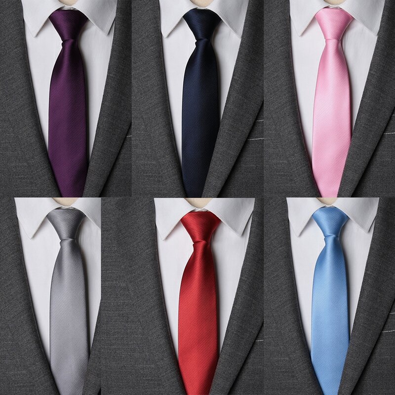 ربطة عنق بسحاب للرجال ، ربطة عنق 6 سنتيمتر ، عصرية ، صلبة ، للعمل ، منديل ، إكسسوارات قميص الزفاف