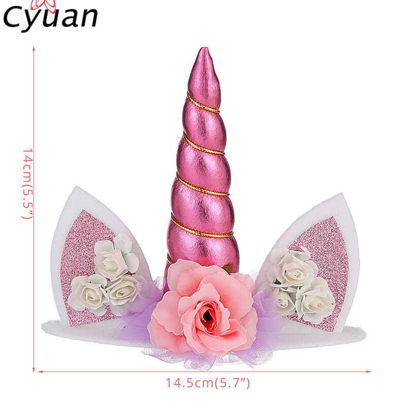 Cyuan-أجنحة تزيين كعكة عيد الميلاد للأطفال ، وأجنحة للكب كيك على شكل وحيد القرن وكارتون