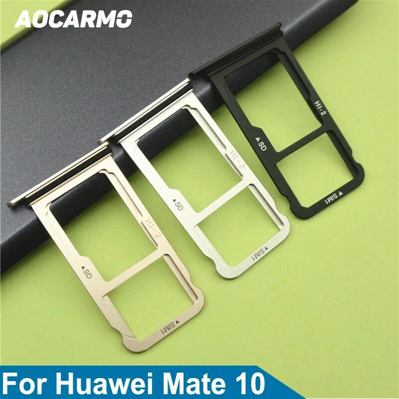 Aocarmo-حامل بطاقة MicroSD ، أسود/فضي/ذهبي ، فتحة بطاقة Nano Sim ، قطع غيار HUAWEI Mate 10