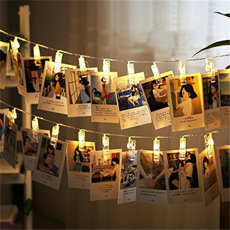 أضواء LED خرافية مع بطاقة تعمل بالبطارية ، مشبك صور ، إكليل ، زفاف ، زخرفة عيد الحب ، أكاليل عيد الميلاد ، 10 ، 20 ، 40