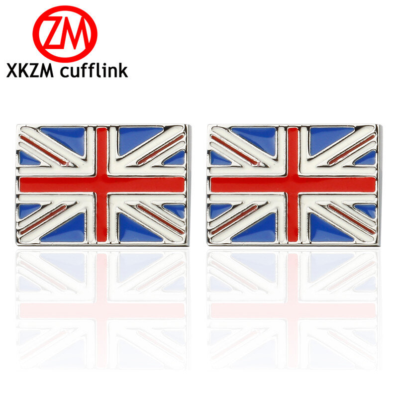 XKZM-أزرار أكمام رجالية ، قميص فاخر بعلم المملكة المتحدة ، أزرار أكمام ذات علامة تجارية ، مجوهرات عالية الجودة