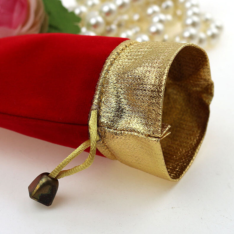 حقيبة مجوهرات مخملية حمراء بنوم بنه ، 7 × 9 سنتيمتر ، 100 قطعة ، تعبئة هدايا ، حقائب مجوهرات مصنوعة يدويًا للنساء ، حقيبة برباط