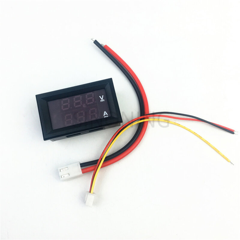 مقياس الفولتميتر الرقمي المصغر مقياس التيار الكهربائي 100 فولت لوحة 10A أمبير فولت الجهد الحالي متر فاحص 0.28 "الأزرق الأحمر المزدوج LED العرض