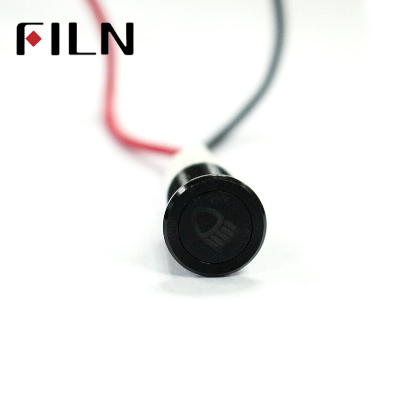 إطار أسود للوحة 10 مللي متر من FILN مع رمز تطبيق السيارة مصباح مؤشر led 12 فولت مع كابل 20 سنتيمتر