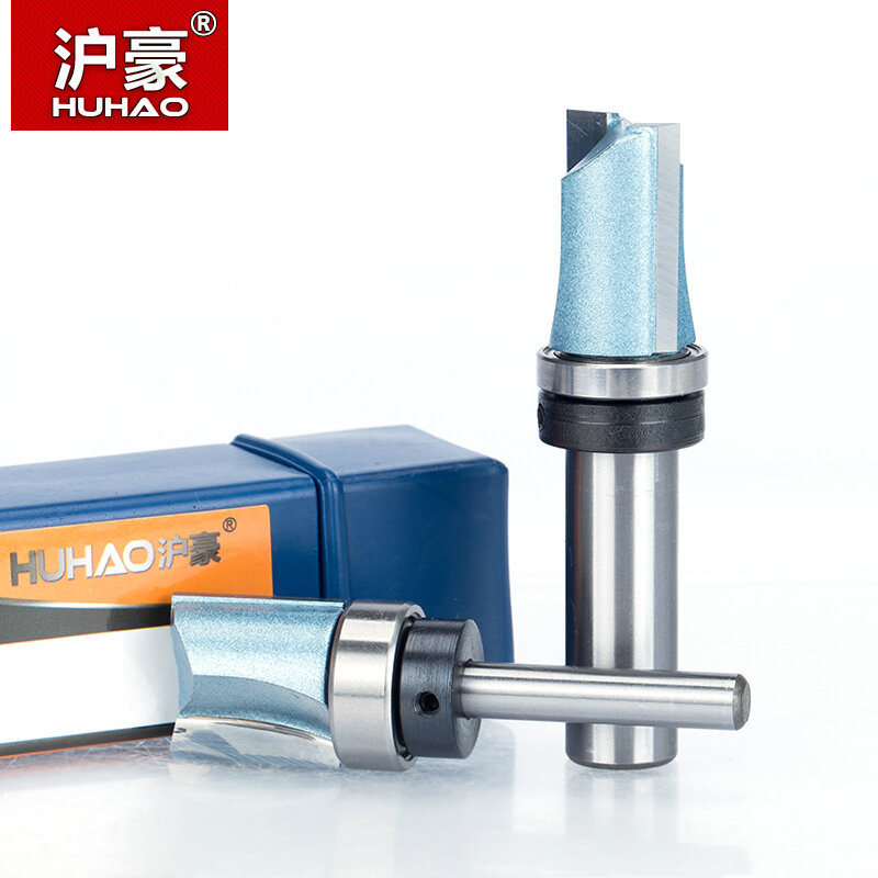 HUHAO 1pc Bearing Flush Trim Router Bit for wood 1/2" 1/4" Shank straight bit Tungsten Woodworking Milling Cutter Tool