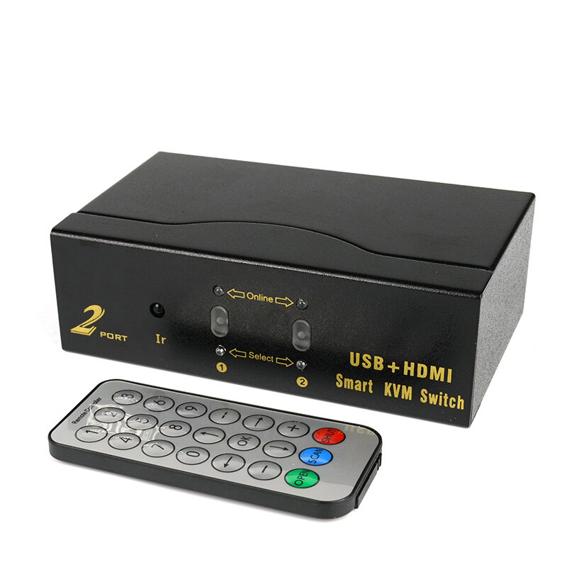2 منفذ مفتاح ماكينة افتراضية معتمدة على النواة HDMI متوافق الخائن 2 في 1 خارج التحكم عن بعد التبديل USB الخائن لوحة مفاتيح الكمبيوتر الماوس عرض تقاسم