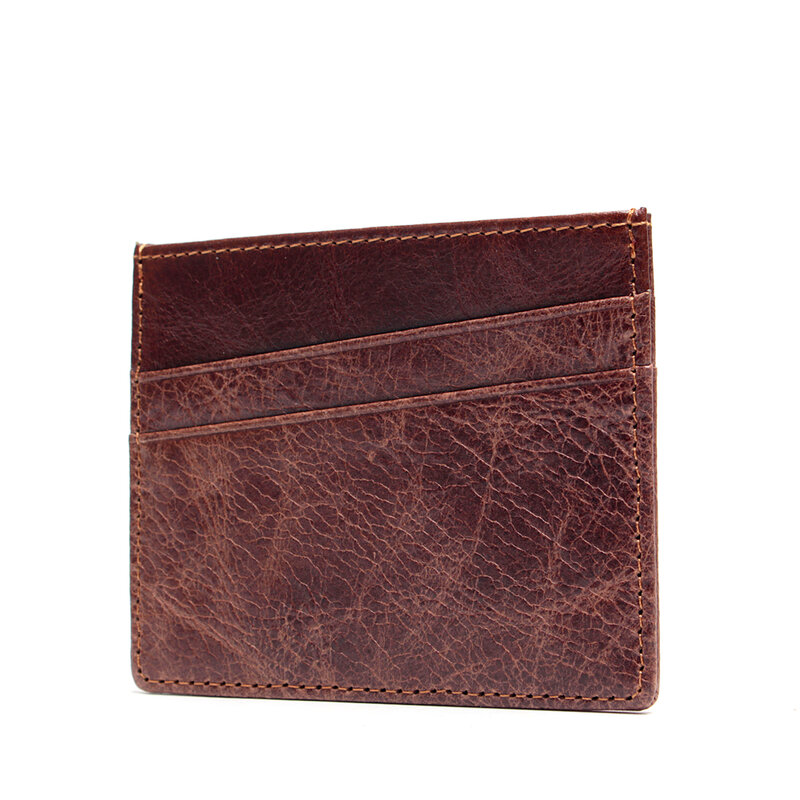 محفظة جلدية أصلية للرجال والنساء ، محفظة صغيرة رفيعة لحفظ بطاقات الائتمان والهوية ، حامل بطاقات عمل