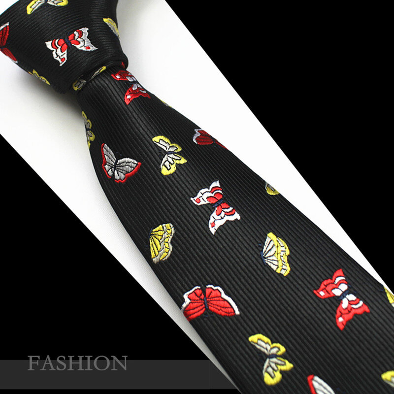 Rbonest-ربطة عنق من الحرير الجاكار للرجال ، 7 سنتيمتر ، ربطة عنق منقوشة على شكل حيوان ، أزرق للعمل ، حفلات الزفاف ، أحمر