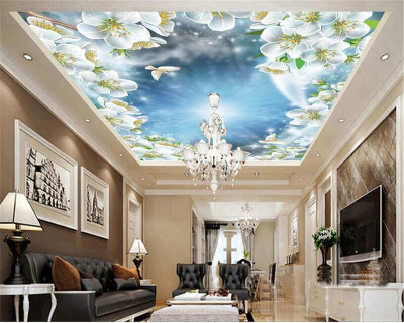 Beibehang-ورق حائط ثلاثي الأبعاد مخصص عالي الجودة ، للحمام ، السماء ، الخوخ ، الأبيض