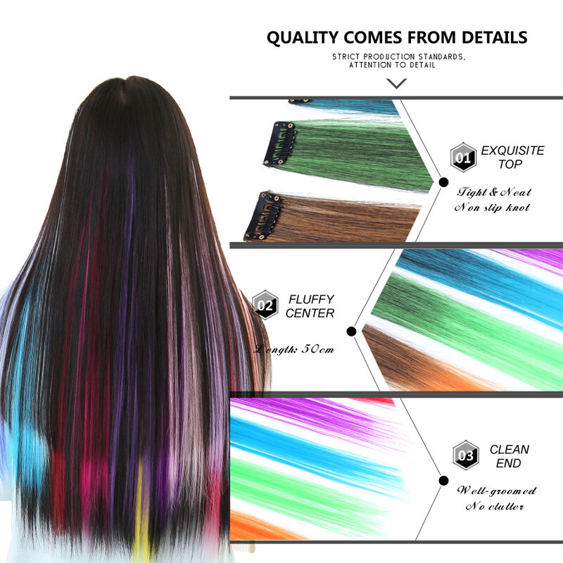 AliLeader الاصطناعية المنتج تسليط الضوء على قطعة واحدة مشبك شعر في ملحقات أومبير 20 ألوان 50 سنتيمتر مستقيم طويل الشعر كليب على