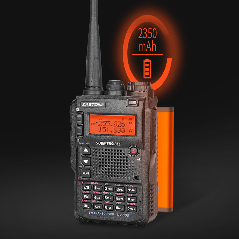 Zastone UV-8DR راديو صغير لاسلكي تخاطب triband VHF 136-174MHz 240-460MHZ UHF 400-520MHz CB هام راديو اتجاهين