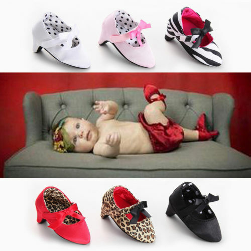 حذاء الأميرة بكعب عالٍ وحديثي الولادة ، نعل ناعم ، خطوات أولى ، للأطفال الصغار ، مع فيونكة ، جلد النمر ، غير قابل للانزلاق