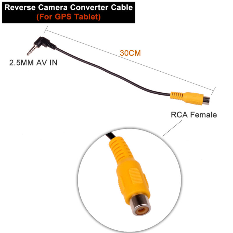 RCA إلى كابل محول AV إلى سيارة الرؤية الخلفية ، 2.5 مللي متر ، كاميرا وقوف السيارات العكسية ، كاميرا DVR ، GPS ، الكمبيوتر اللوحي