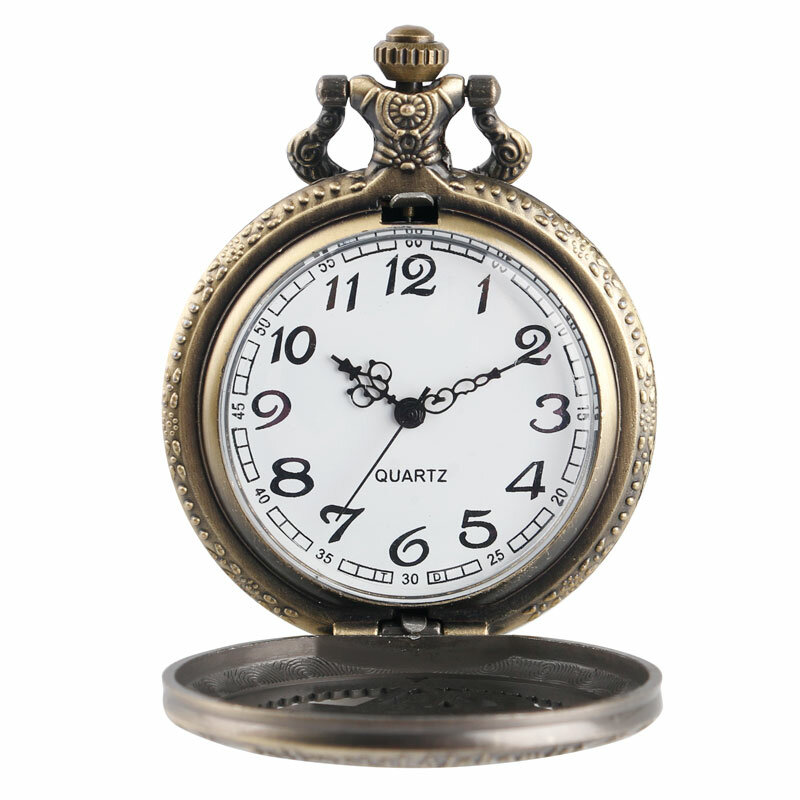 موضة كامل معدن الخيميائي النحاس ساعة جيب كوارتز الرجال عقد بطرا عتيق كلاسيكي نساء موضة ساعات برونزية ساعة الأطفال هدية