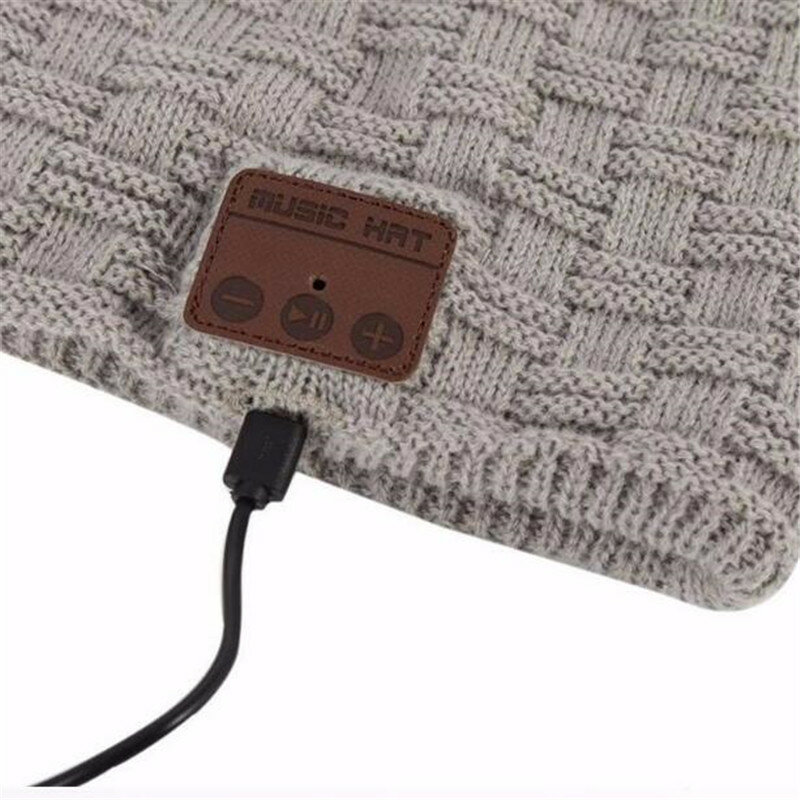 سماعة لاسلكية تعمل بالبلوتوث-متوافق V5.0 قبعة محبوك المخملية الشتاء قبعة سماعة ميكروفون حر اليدين الموسيقى Mp3 ماجيك دافئ الذكية قبعة