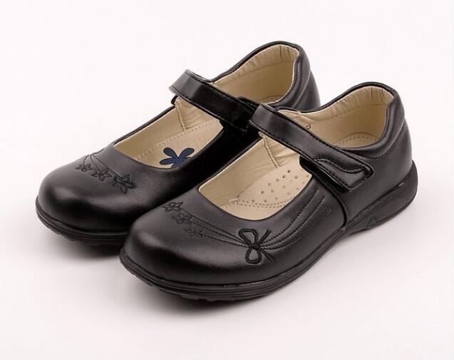 حذاء جلد أسود مسطح للبنات ، حذاء أميرة غير قابل للانزلاق لحفلات الزفاف ، مجموعة جديدة