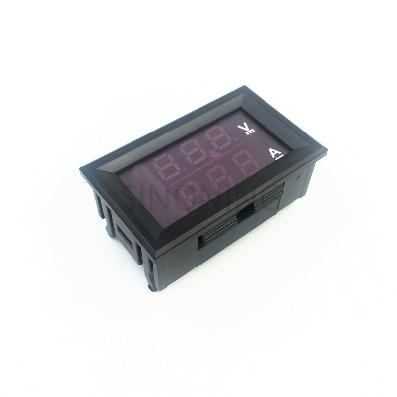 مقياس الفولتميتر الرقمي المصغر مقياس التيار الكهربائي 100 فولت لوحة 10A أمبير فولت الجهد الحالي متر فاحص 0.28 "الأزرق الأحمر المزدوج LED العرض