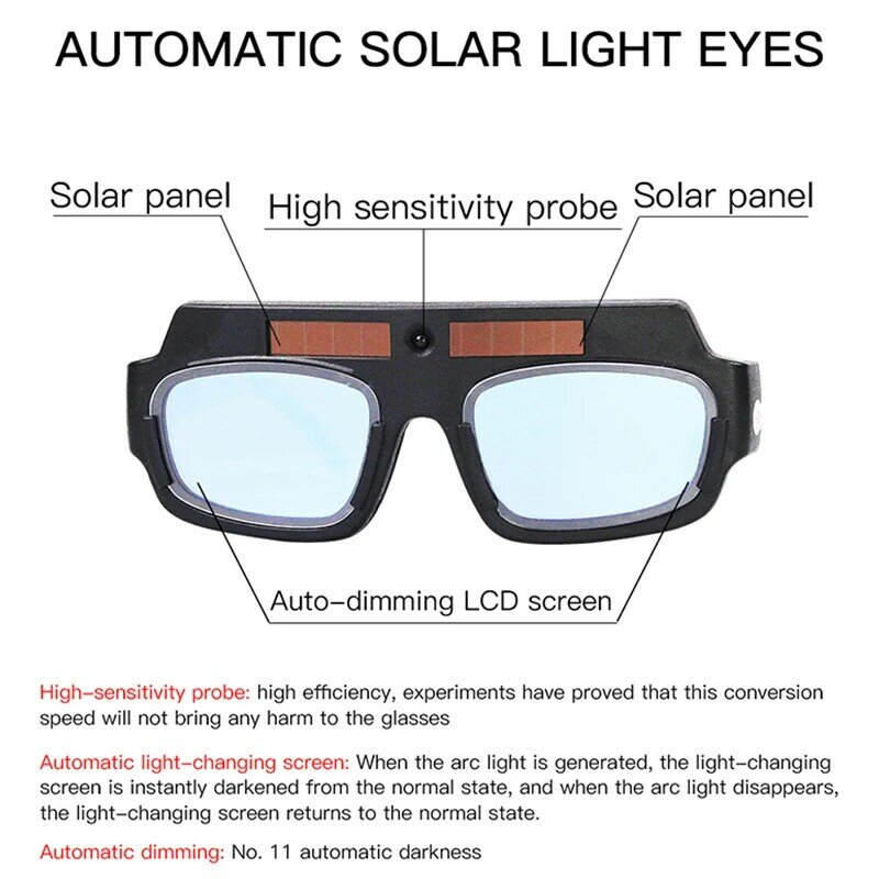 الطاقة الشمسية السيارات سواد لحام نظارات LCD واقية البرق آلة لحام الأنابيب لحام قطع الغاز سلامة نظارات حماية العين