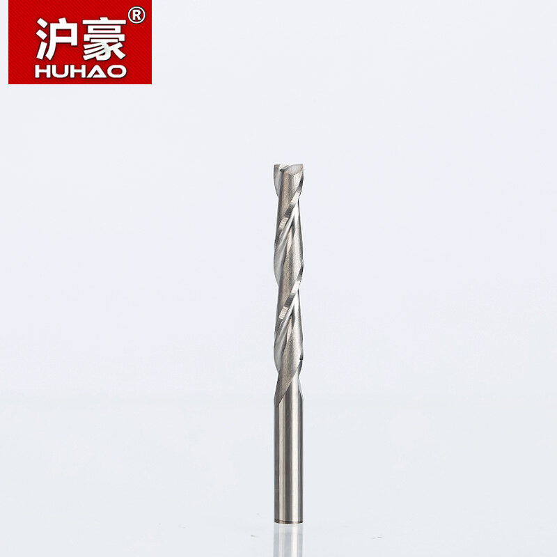 HUHAO 1pc 4mm  2 Flutes Spiral with blade Milling Cutter CNC End Mill router bit for MDF wood tungsten carbide router tool