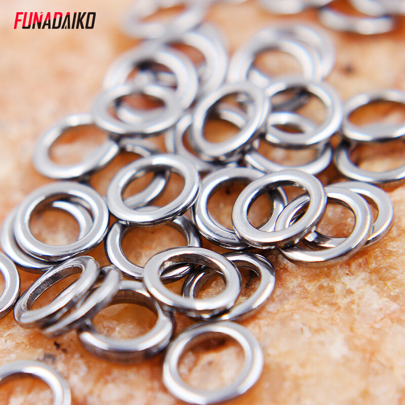 FUNADAIKO-حلقة صيد من الفولاذ المقاوم للصدأ ، حلقة دائرية ، عقدة دوارة مسطحة ، إغراء صيد صلب ، ملحق