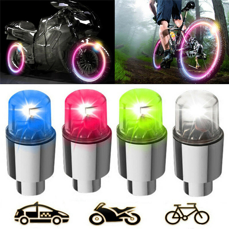 2 قطعة سيارة صمام LED سيارة دراجة عجلة الاطارات صور صمام كاب الغبار تكلم فلاش أضواء ينبع وقبعات النيون أضواء اللون كاب ضوء