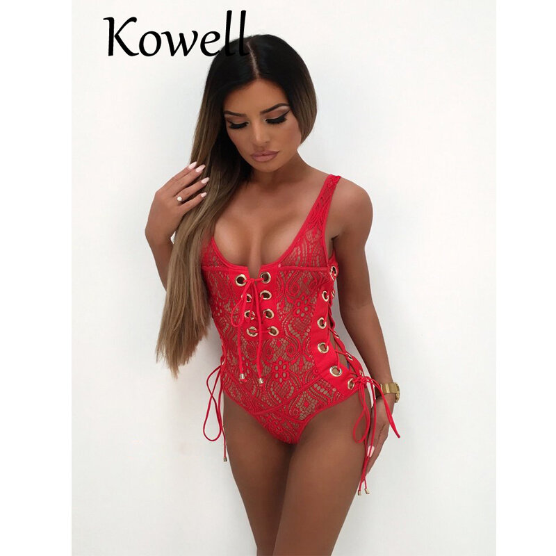 Kowell 2018 جديد أزياء مثير الإناث دنة الدانتيل المواد ضئيلة داخلية أكمام ضمادة Bodycon داخلية