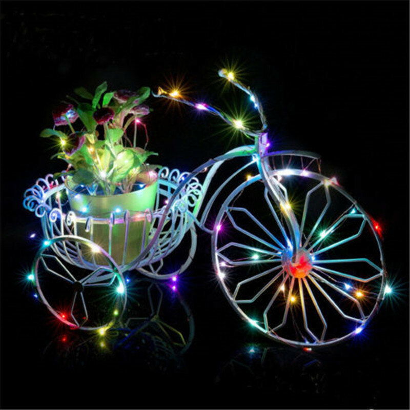 2 متر 20 المصابيح الفضة سلك الجنية جارلاند مصباح LED سلسلة أضواء عيد الميلاد الزفاف ديكور المنزل حفلة مدعوم من بطارية CR2032