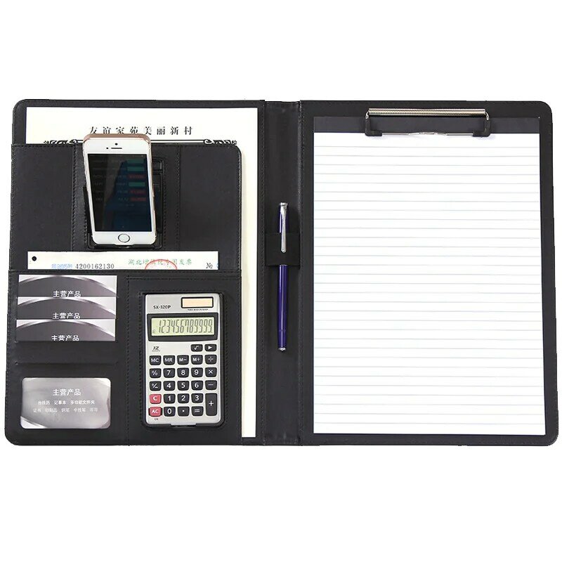 A4 PU حافظة جلدية بادفوليو وظيفة التنفيذية متعددة الوظائف مكتب منظم مخطط دفتر مجلد مكتب المدرسة للمستندات