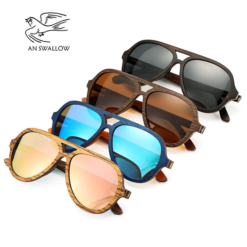 النظارات الشمسية المستقطبة النساء الرجال الطبقات لوح التزلج إطار خشبي مربع نمط نظارات للسيدات نظارات في صندوق خشبي