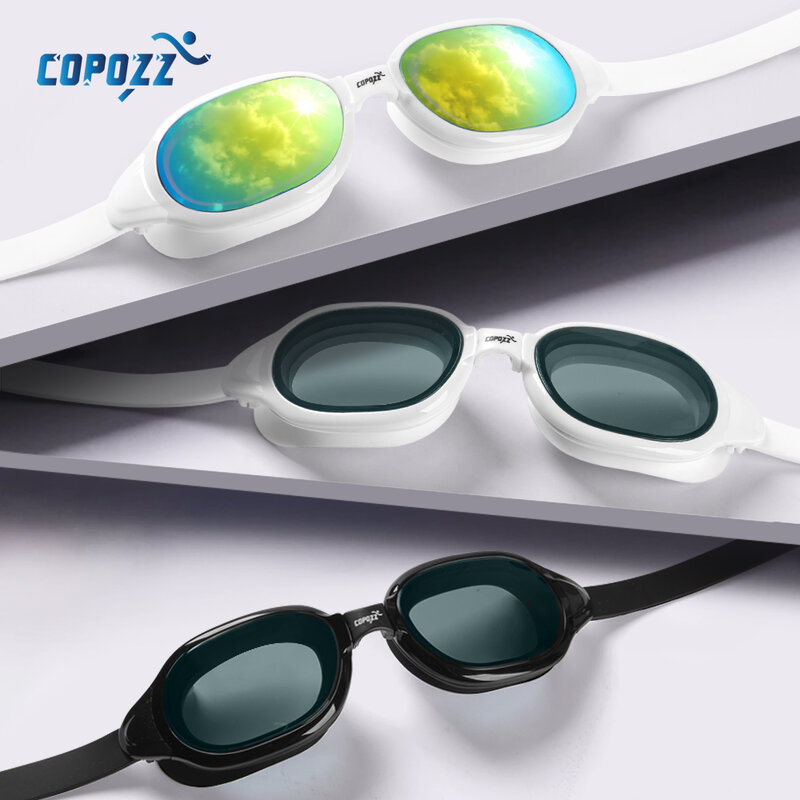 COPOZZ المهنية نظارات السباحة الرجال النساء مكافحة الضباب UV حماية مقاوم للماء نظارات السباحة السباحة نظارات