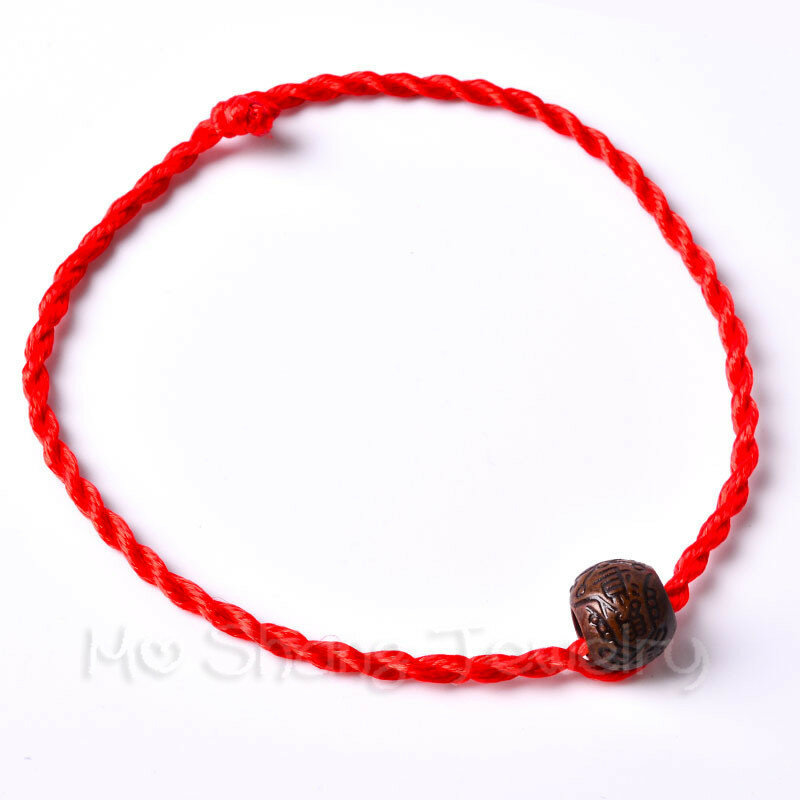 موضة الخوخ الخشب الأحمر حبل سلسلة اليدوية 12 أنماط الأحمر حبل محظوظ أساور للنساء الرجال هدية ل عاشق زوجين هدية