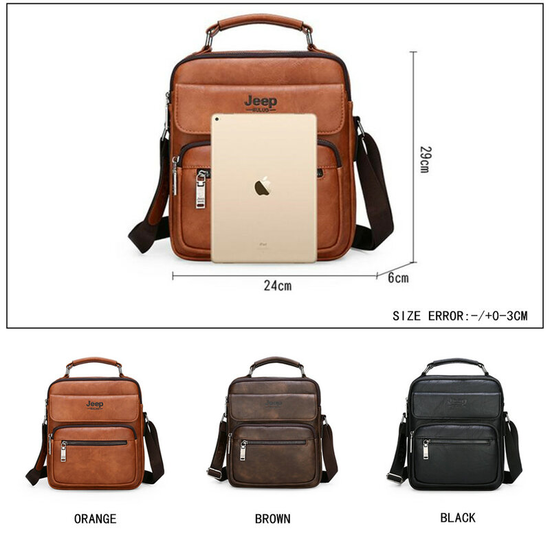 جيب BULUO حقائب الرجال العلامة التجارية الشهيرة كبيرة الحجم رجل جلدية Crossbody الكتف رسول حقيبة ل 9.7 بوصة باد الأعمال عادية
