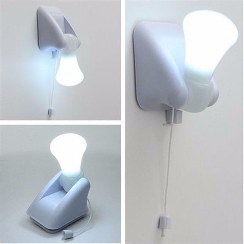 LED سحب الحبل جدار أضواء ليلية حجرة خزانة الجدول مصباح لمبة ذاتية اللصق للمنزل المرحاض إضاءة غرفة النوم بطارية تعمل