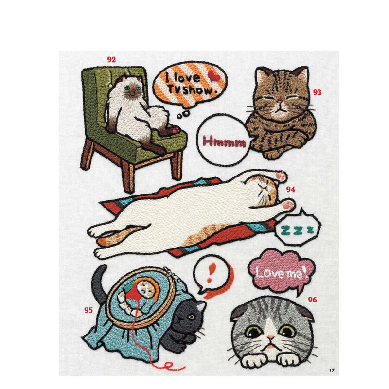 علاج جديد لطيف القط التطريز 380 أنماط اليابانية اليدوية كتاب الطبعة الصينية