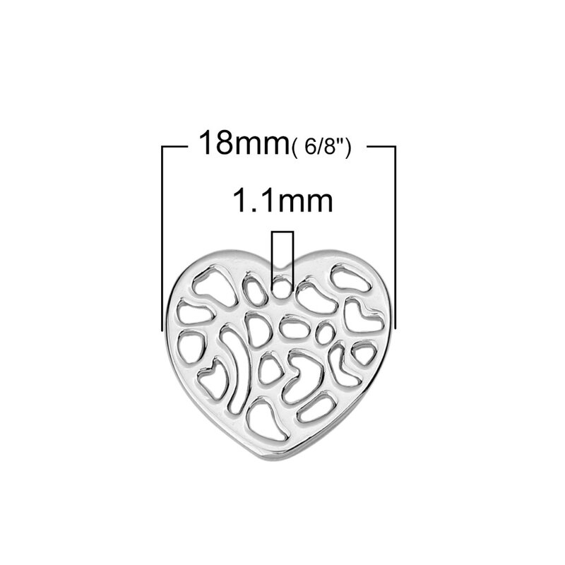 DoreenBeads سبائك الزنك أساس موصلات الجوف القلب الذهب اللون الفضي اللون مجوهرات اكسسوارات 18 مللي متر (6/8 ")x17mm( 5/8") ، 20 قطعة
