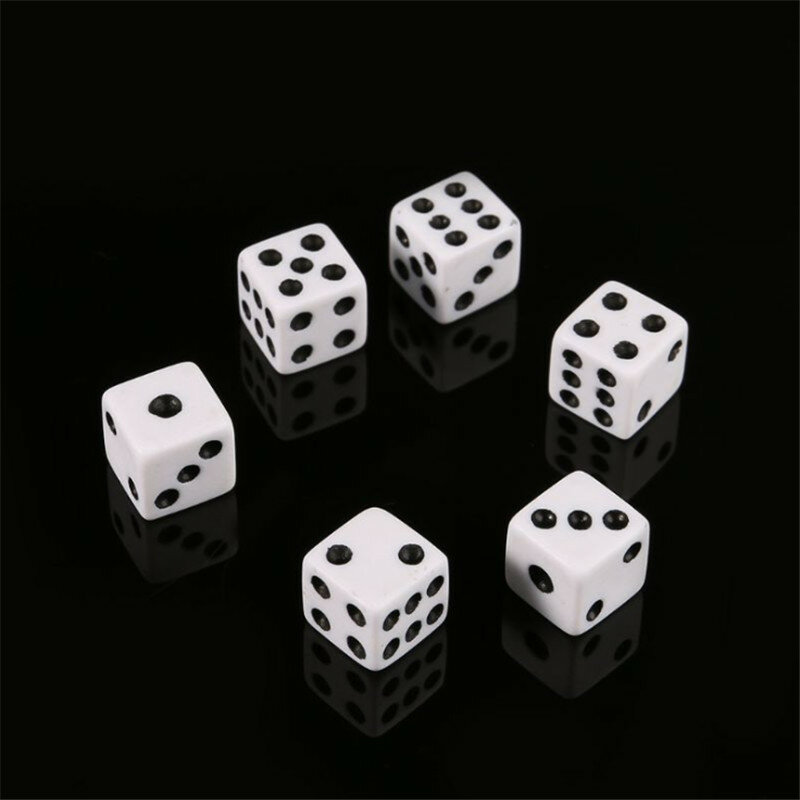 النرد الأبيض d6 الصغيرة مع زاوية مربعة ، 100 قطعة ، 5 مللي متر ، 8 مللي متر ، 10 مللي متر ، 12 مللي متر ، 14 مللي متر ، 16 مللي متر ، مع نقطة سوداء ، ملحق لعبة المجلس