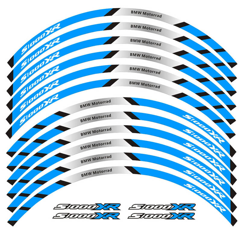 عالية الجودة جديد 12 قطعة حافة سميكة الخارجي ريم ملصق شريط عجلة الشارات لسيارات BMW S1000XR