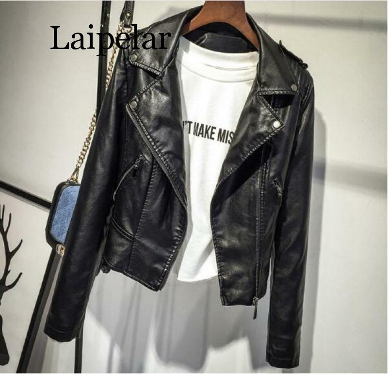 Laipelar-معطف دراجة نارية نسائي من الجلد الصناعي الناعم ، ملابس غير رسمية ، موضة جديدة ، خريف وشتاء ، بني ، أسود ، عرض خاص