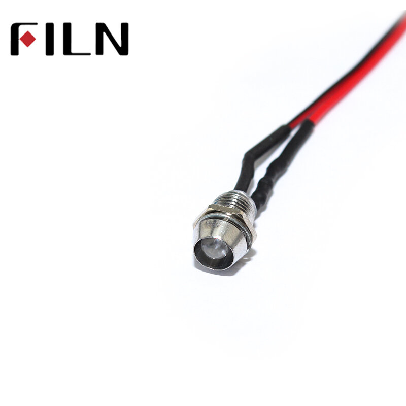 Filn-حامل مصباح 6 مللي متر ، 3 فولت ، 5 فولت ، 6 فولت ، 12 فولت ، 24 فولت ، مصباح مؤشر LED صغير مع كابل 20 سنتيمتر