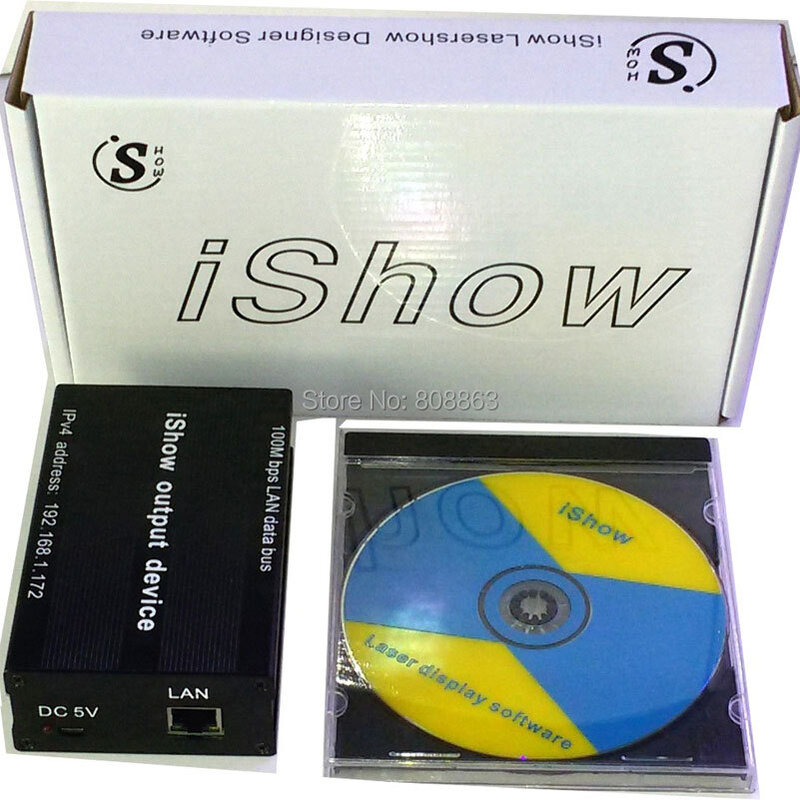 Eshiny iShow V3.0 الليزر عرض البرمجيات ILDA + RJ45 واجهة USB ل ديسكو DJ DMX بار ليزر مسرح ضوء مماثلة ل QUICKSHOW N8T92