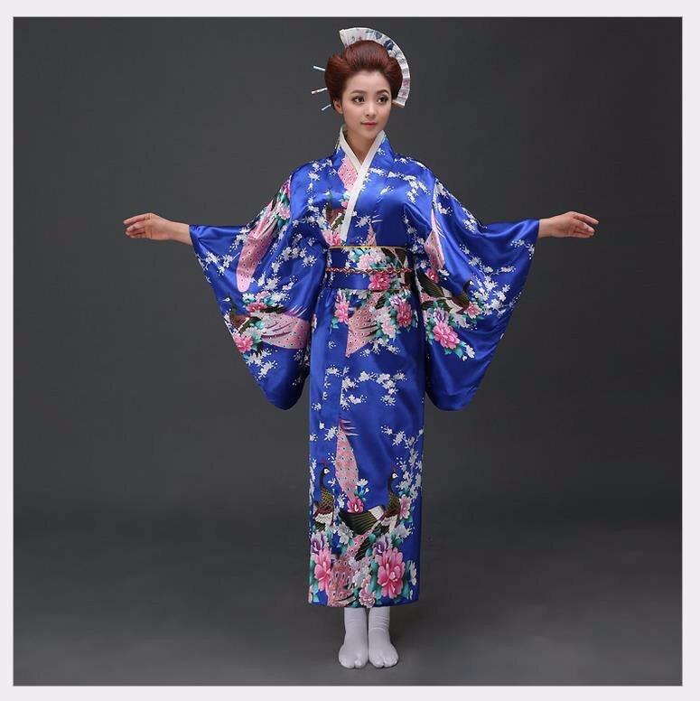 موضة الاتجاهات الوطنية المرأة مثير كيمونو يوكاتا مع Obi الجدة مساء اللباس اليابانية تأثيري حلي الأزهار حجم واحد