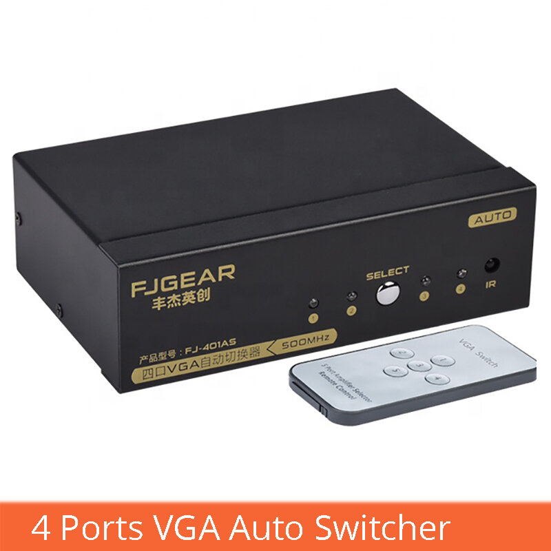 VGA مفتاح ذكي 4 في 1 خارج مع مفتاح التحكم عن بعد VGA الكمبيوتر فك التشفير تحويل FJ-401AS العرض العارض
