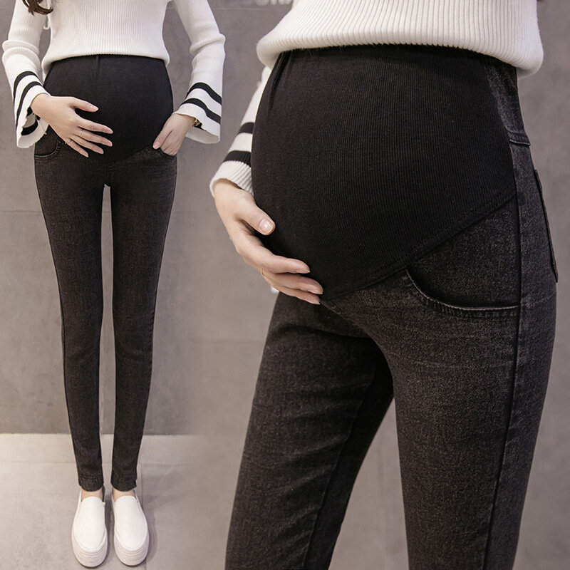 M-3XL بنطلون جينز للأمهات المرضعات للنساء الحوامل الحوامل السراويل مرونة الحمل الملابس ربيع 2019 جديد سليم الأمومة بانت حجم كبير