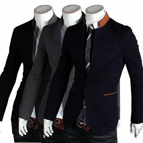 العلامة التجارية الرجال بدلة على الموضة معطف سترة زر واحد الوقوف طوق سترة رسمية سليم صالح جاكيتات أبلى 3 ألوان